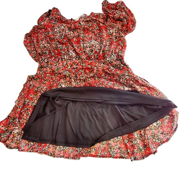 Lauren Conrad Red Floral Long Sleeve Dress Size  PXL Polyester Made In Indonesia - Picture 11 of 11